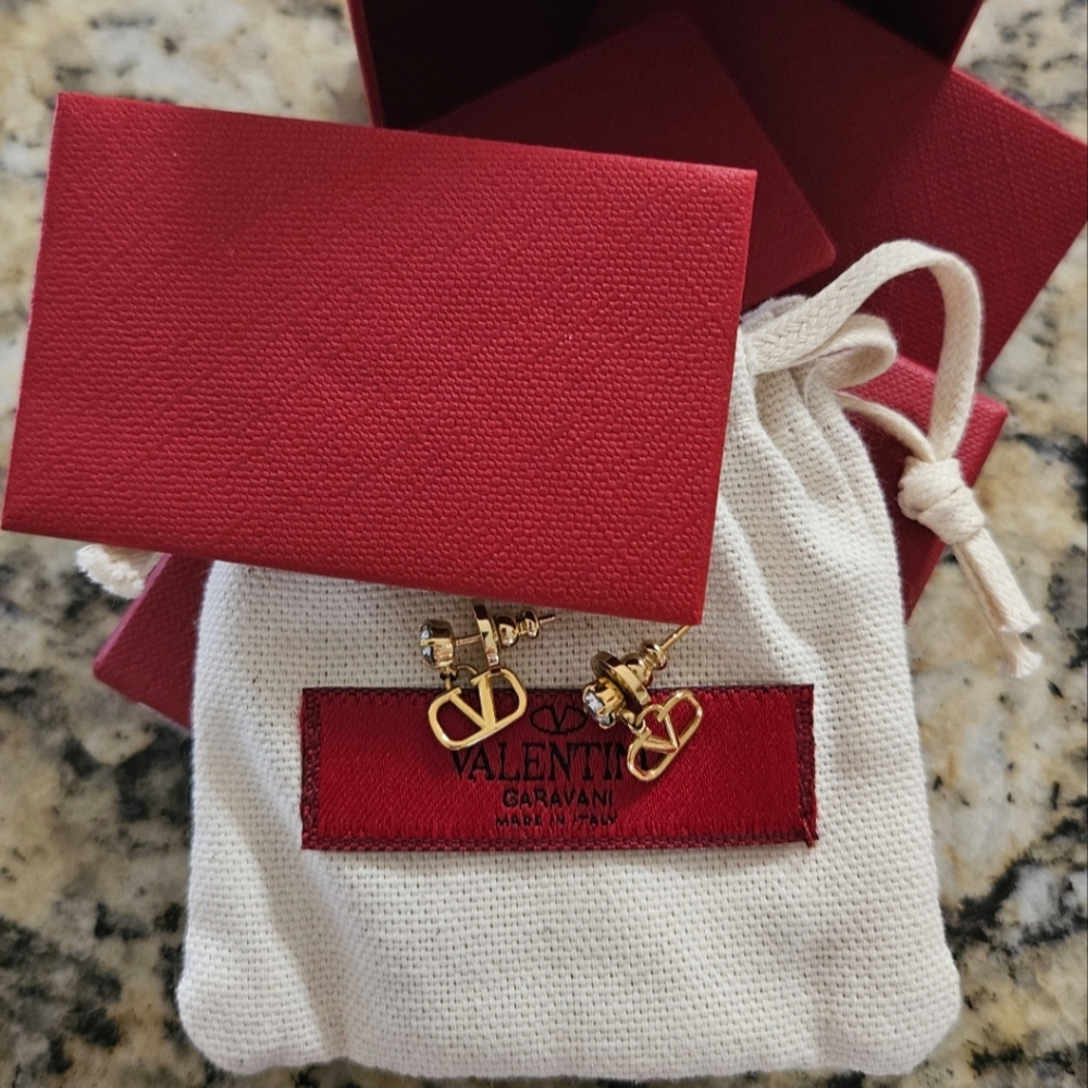 Valentino Garavani V Logo Signature Earrings With Swarovski Crystals
